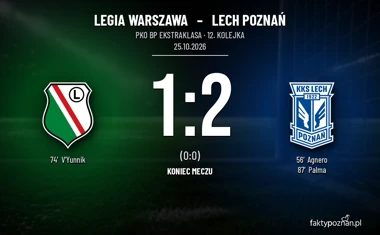 [PIŁKA NOŻNA] PKO BP Ekstraklasa: Legia Warszawa – Lech Poznań 1:2. Palma rozstrzygnął mecz w Warszawie