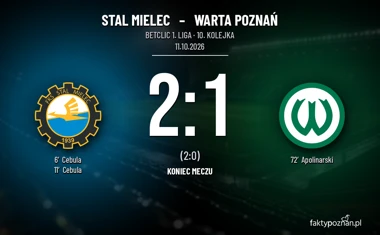 [PIŁKA NOŻNA] Betclic 1. liga: Stal Mielec – Warta Poznań 2:1. Dwa gole Cebuli przed meczem Warty z Unią