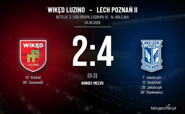 [PIŁKA NOŻNA] Betclic 3. Liga Grupa 2 (Grupa II): Wikęd Luzino – Lech Poznań II 2:4. Rezerwy Lecha wygrały na terenie wicelidera