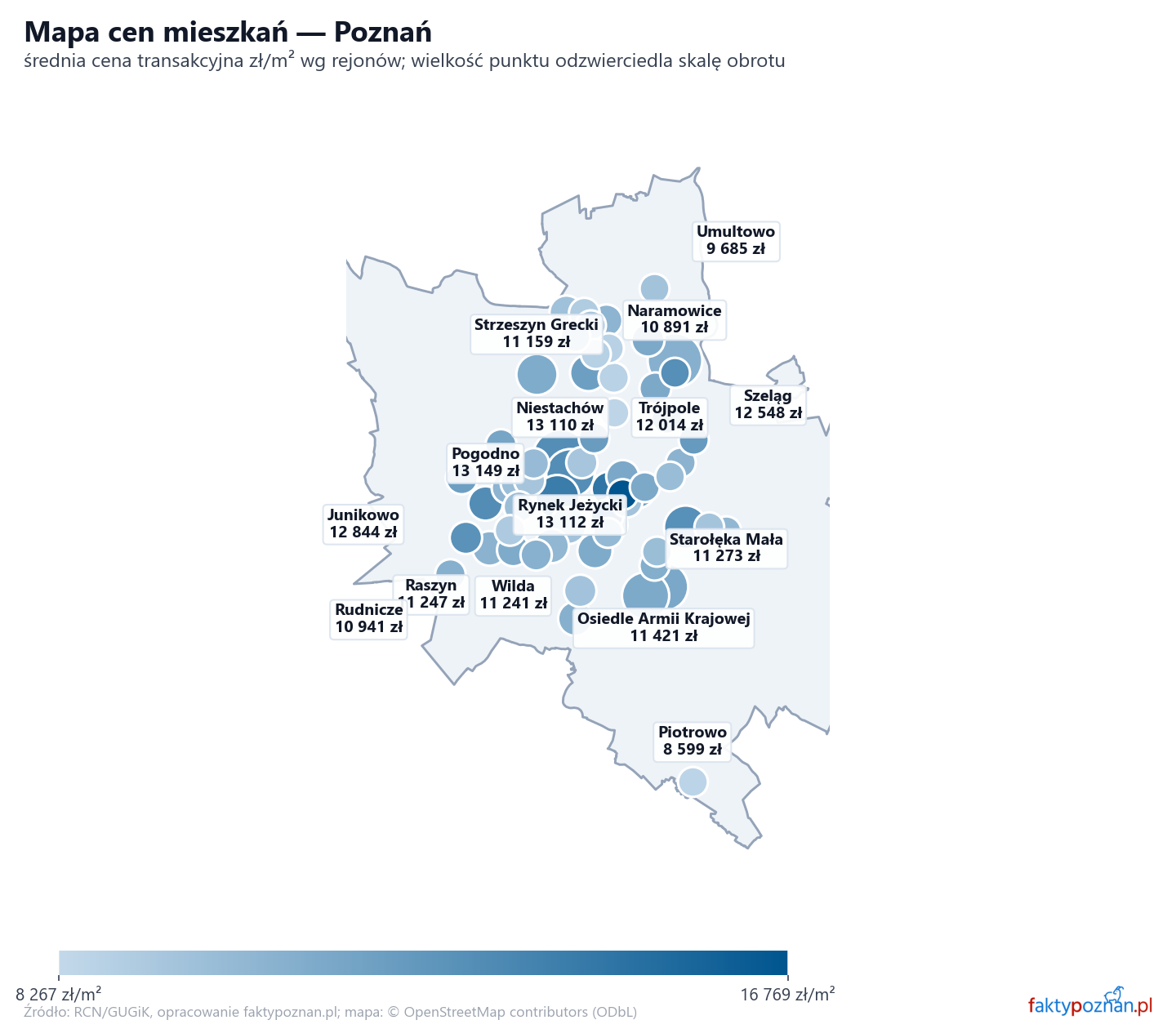 Mapa cen mieszkań - Poznań