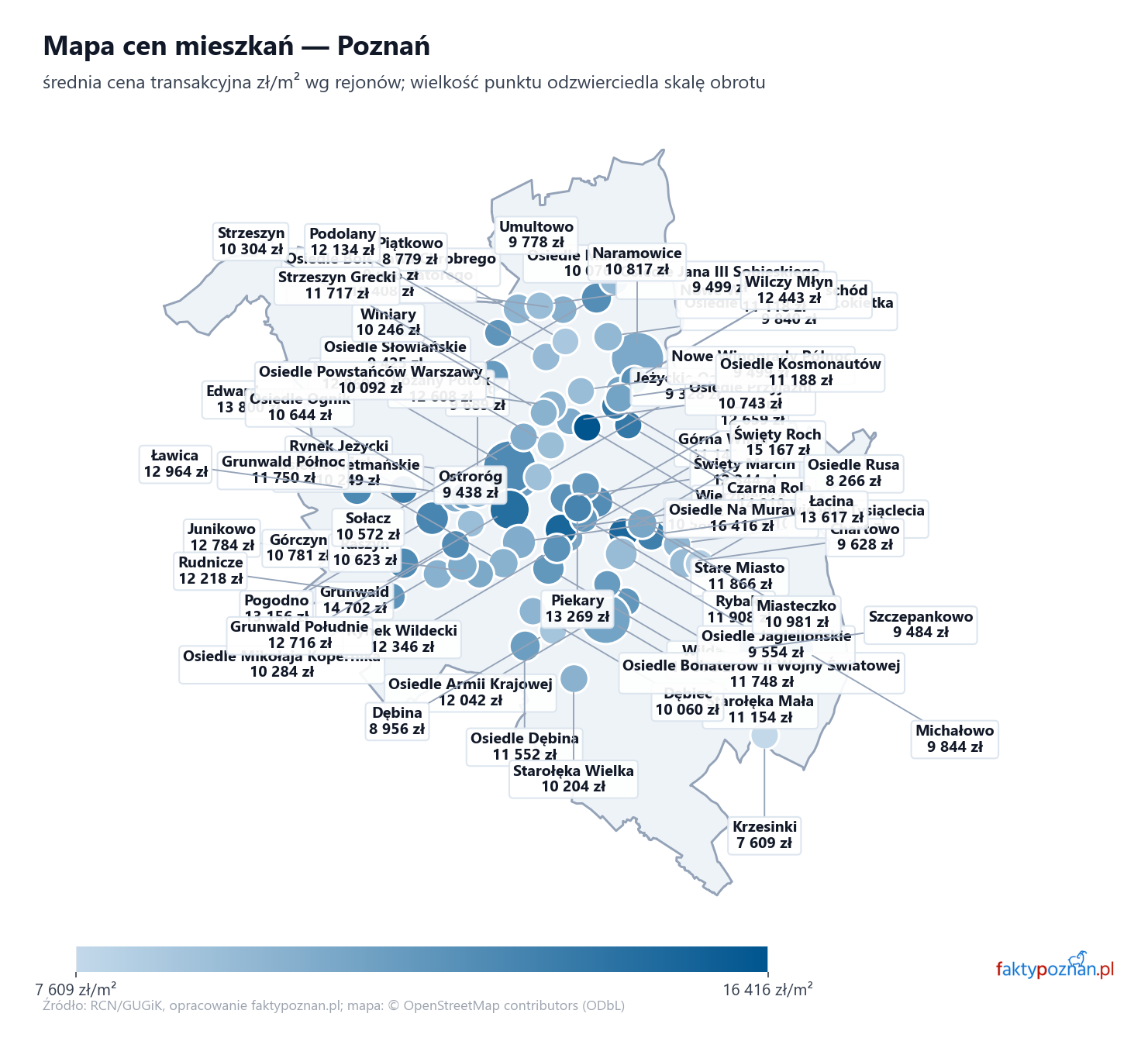 Mapa cen mieszkań - Poznań
