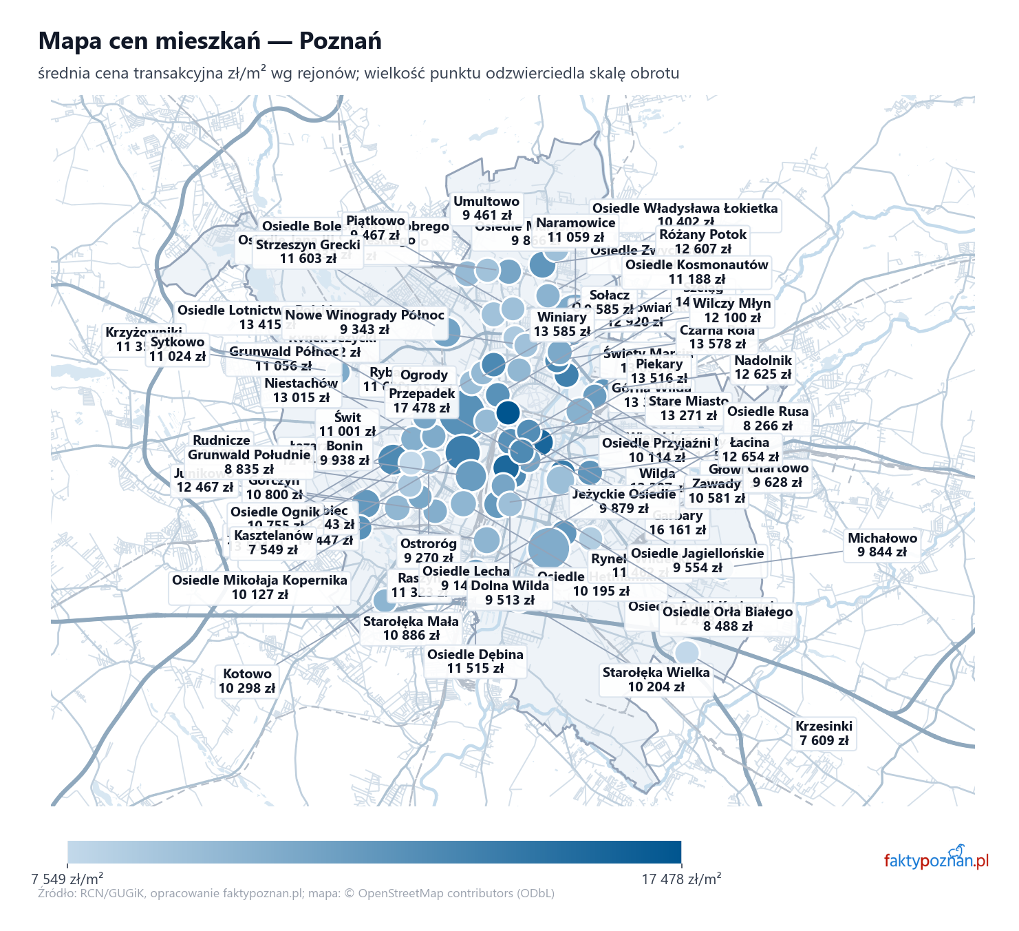 Mapa cen mieszkań - Poznań