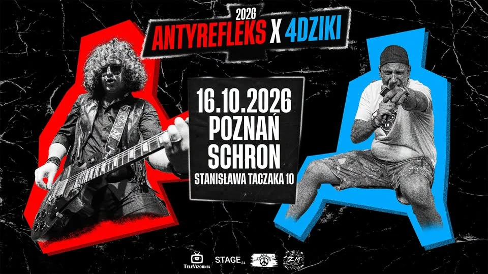 Grafika promocyjna wydarzenia AntyRefleks i 4dziki w Poznaniu