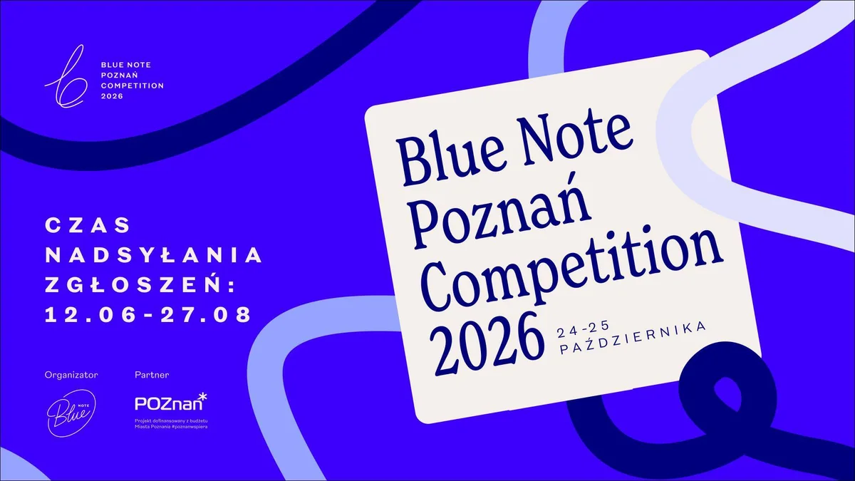 Grafika promocyjna wydarzenia Blue Note Poznań Competition 2026 – młody jazz
