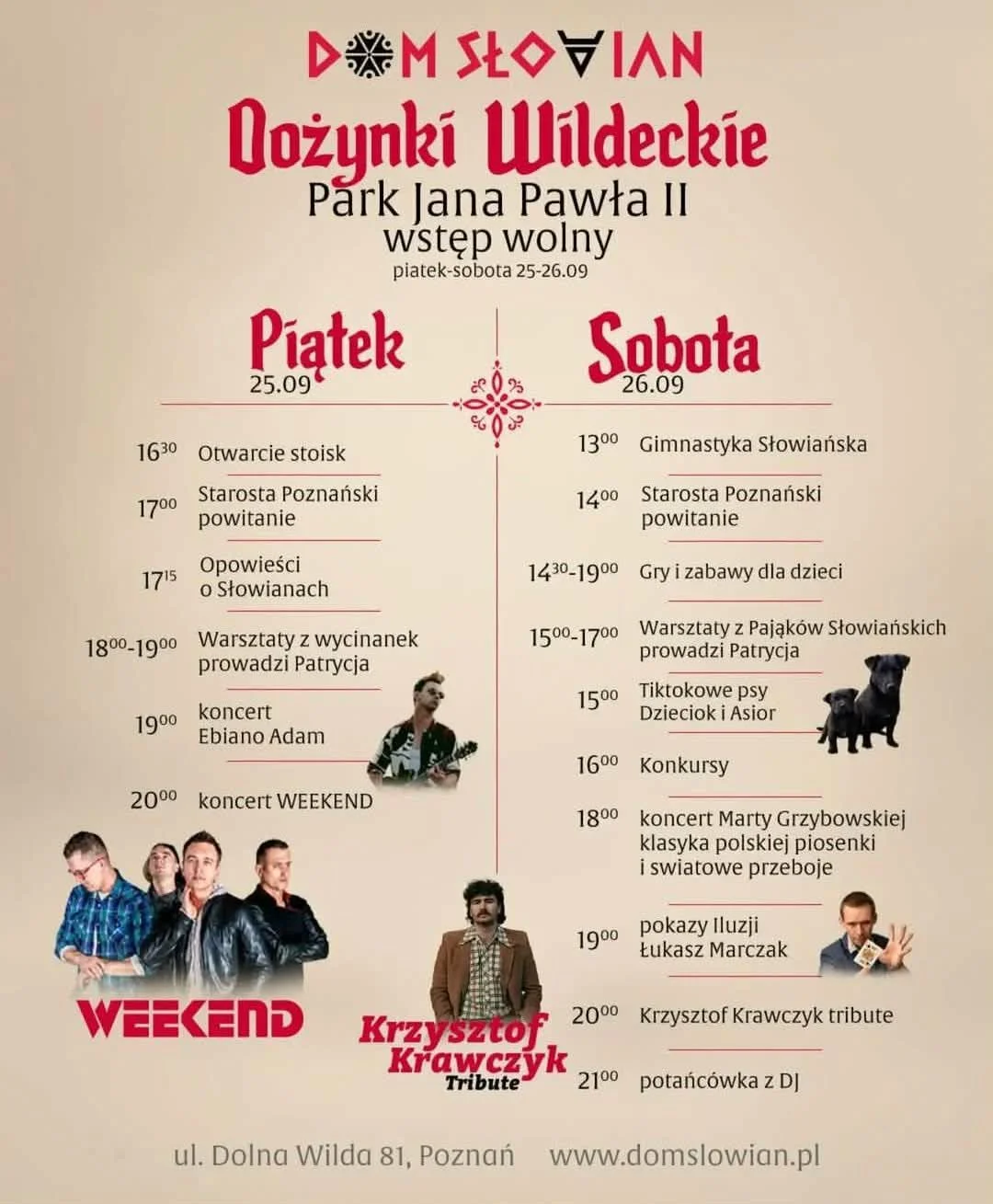 Grafika promocyjna wydarzenia Dożynki Wildeckie 2026 w Poznaniu: program