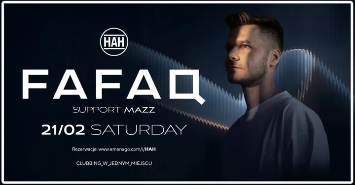 Grafika promocyjna wydarzenia FAFAQ w HAH Poznań — 21 lutego 2026