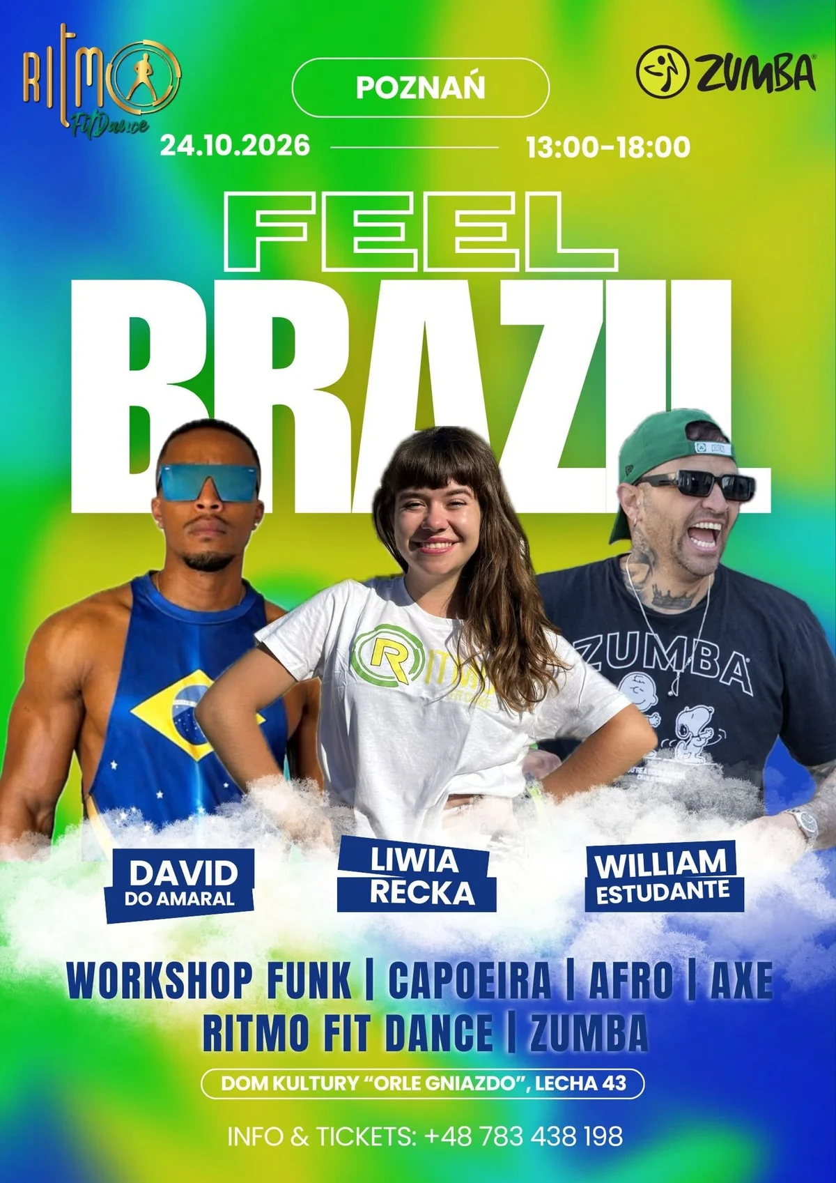 Grafika promocyjna wydarzenia Feel BRAZIL – warsztaty taneczne Poznań