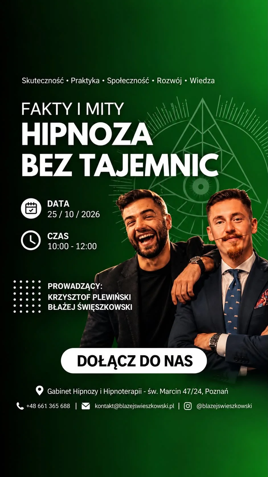 Grafika promocyjna wydarzenia Hipnoza bez tajemnic: Fakty i mity podświadomości