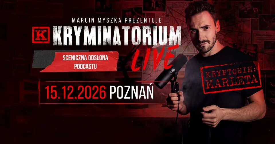 Grafika promocyjna wydarzenia Kryminatorium Live Poznań na scenie