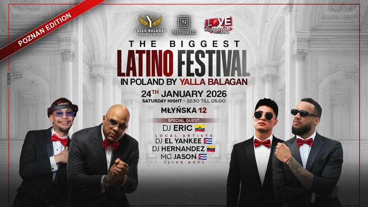 Grafika promocyjna wydarzenia LATINO FESTIVAL (Yalla Balagan) — Poznań, Młyńska 12