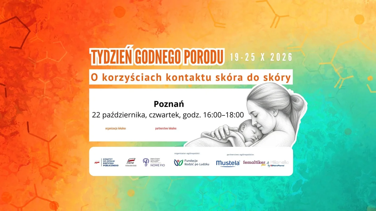 Grafika promocyjna wydarzenia Tydzień Godnego Porodu w Poznaniu