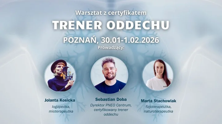 Grafika promocyjna wydarzenia Warsztat „Trener Oddechu” w Poznaniu — praktyka, wiedza i certyfikat