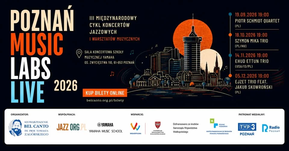 Grafika promocyjna wydarzenia Poznań Music Labs LIVE 2026 – jazzowe koncerty