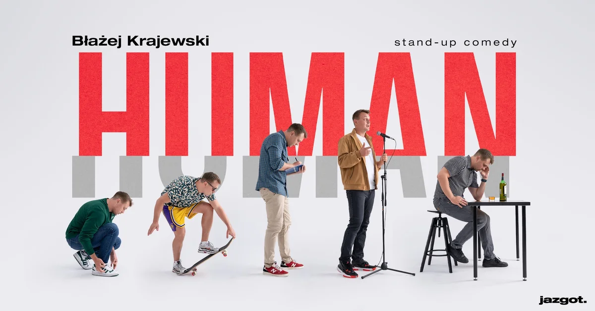Grafika promocyjna wydarzenia POZNAŃ – Stand-up Błażej Krajewski – „Human” na żywo