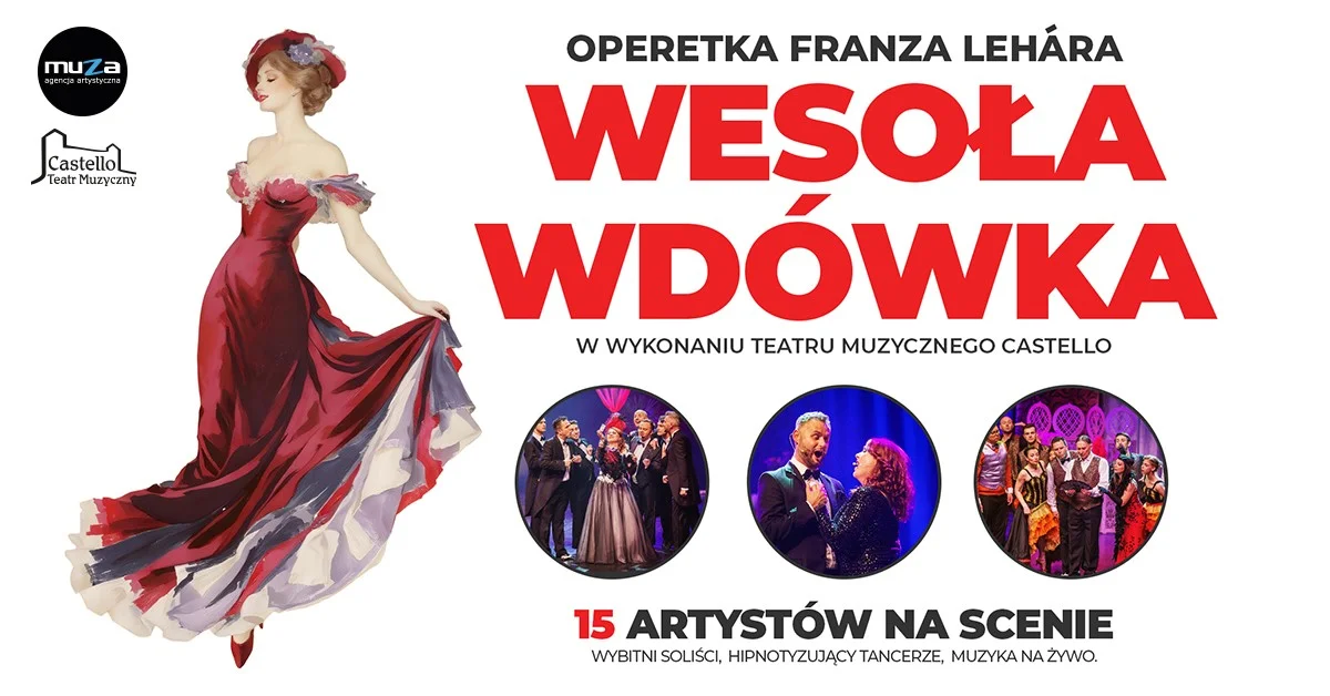 Grafika promocyjna wydarzenia Wesoła Wdówka – operetka w Poznaniu
