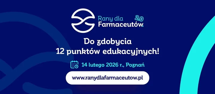 Grafika promocyjna wydarzenia Rany dla Farmaceutów, Poznań — konferencja o leczeniu ran dla farmaceutów