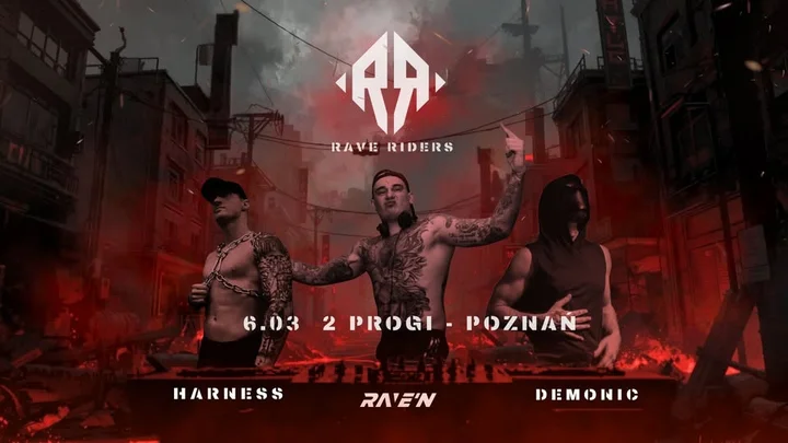 Grafika promocyjna wydarzenia RAVE RIDERS — Poznań (2 Progi), 6 marca 2026
