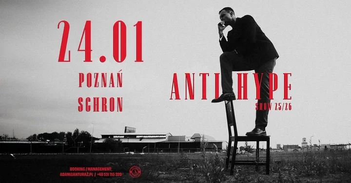 Grafika promocyjna wydarzenia SARIUS PROJEKCJE — Antihype Show w Poznaniu, 24 stycznia 2026