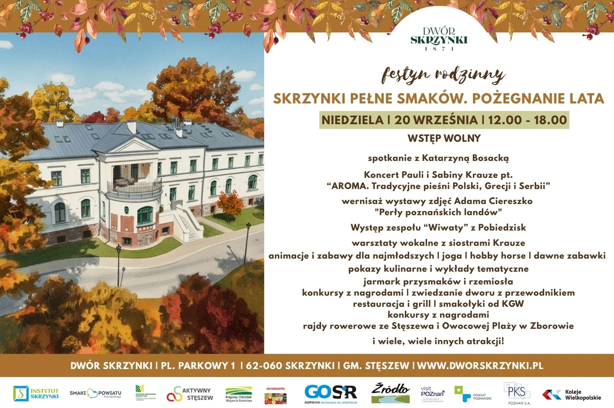 Grafika promocyjna wydarzenia Skrzynki Pełne Smaków. Pożegnanie Lata