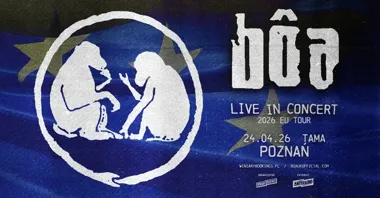 Grafika promocyjna wydarzenia BÔA w Poznaniu — koncert w klubie Tama, 24 kwietnia 2026