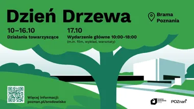 Grafika promocyjna wydarzenia Dzień Drzewa w Bramie Poznania