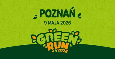 Grafika promocyjna wydarzenia Green Run Poznań 2026 – sportowo-ekologiczny piknik dla dzieci i młodzieży w Hipodromie Wola