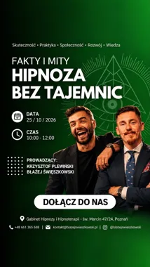 Grafika promocyjna wydarzenia Hipnoza bez tajemnic: Fakty i mity podświadomości