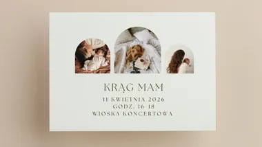 Grafika promocyjna wydarzenia Krąg Mam Poznań w Wiosce Koncertowej. Bezpłatne spotkanie dla mam przy herbacie i rozmowie