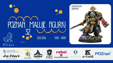 Grafika promocyjna wydarzenia POZNAŃ MALUJE FIGURKI 32 — wspólne malowanie w Przystanku Pireus