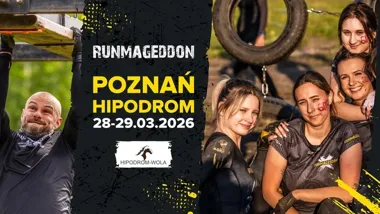 Grafika promocyjna wydarzenia Runmageddon Poznań Hipodrom 2026 — daty, miejsce i formuły