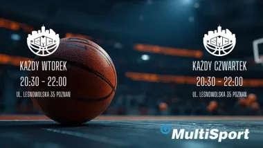 Grafika promocyjna wydarzenia SMC HOMEcourt Koszykówka WT/CZW Poznań — luźna gierka na pełnym boisku