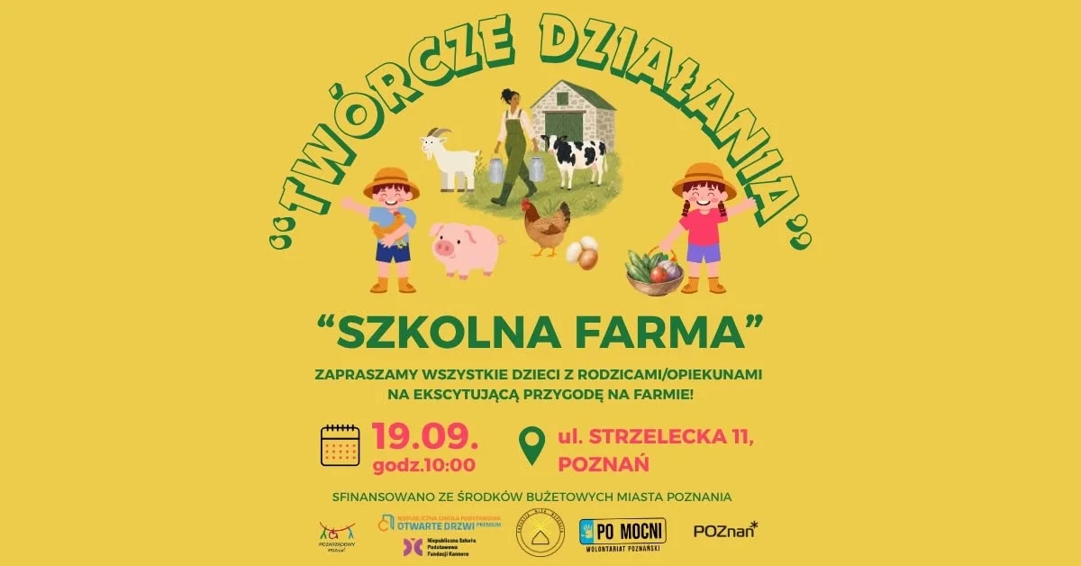 Grafika promocyjna wydarzenia Twórcze działania – Szkolna farma