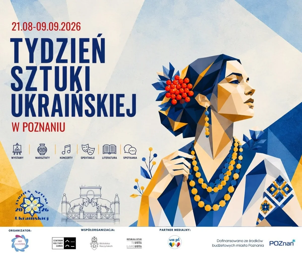 Grafika promocyjna wydarzenia Tydzień Sztuki Ukraińskiej 2026 – program Poznań