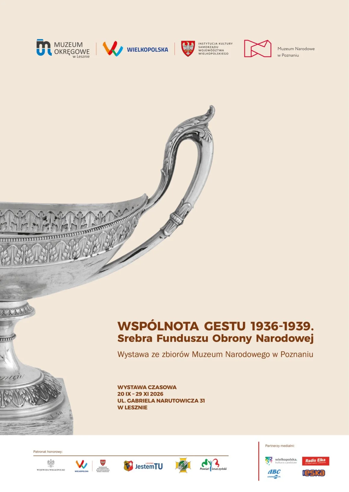 Grafika promocyjna wydarzenia Wspólnota gestu 1936–1939. Srebra Funduszu Obrony Narodowej