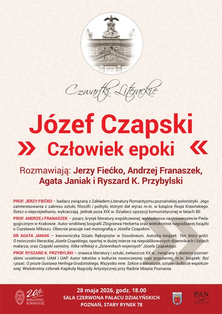 Czapski wraca na Czwartki Literackie. Zapowiada się rozmowa o wieku XX