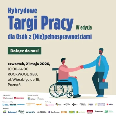 Hybrydowe targi pracy wracają do Poznania. 13 pracodawców dla kandydatów z niepełnosprawnościami